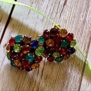 AUSTRIAN Crystal and Gemstone Screw back Earrings Vintage